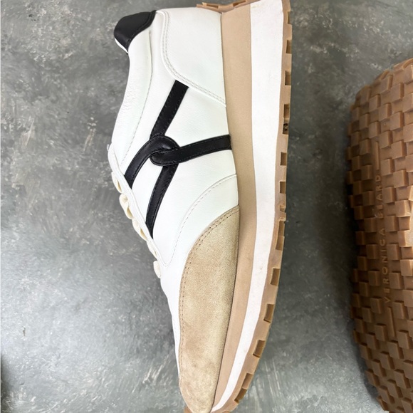 Veronica beard Valentina sneaker white black tan leather suede size 9.5 - Picture 7 of 11